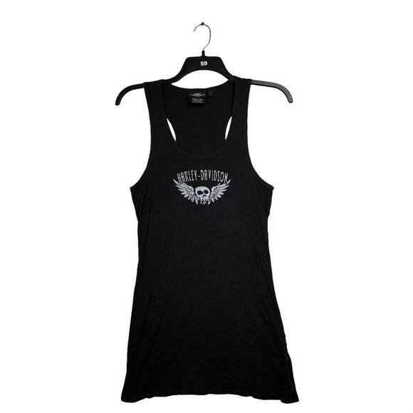 Harley Davidson Tops - Harley-Davidson Black Skull Wing Graphic Tank Top Vintage Large Women's